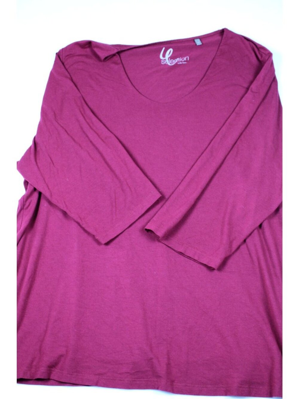 Plus Size Womens Burgundy Long-Sleeve Top By U Selection Size 24/26